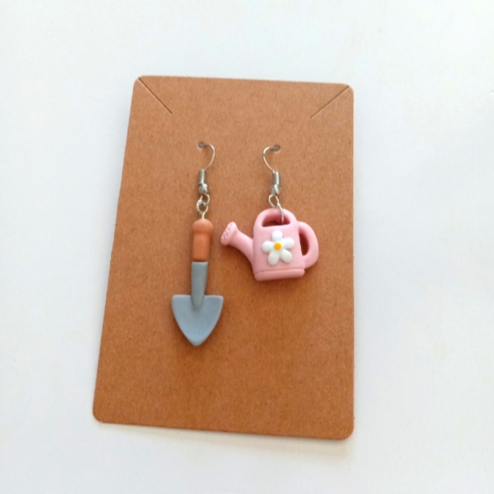 Gardening Tool Earrings - Pink and Gray